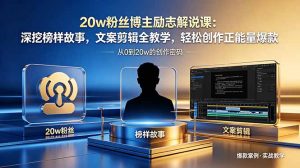 20w粉丝博主励志解说课：深挖榜样故事，文案剪辑全教学，轻松创作正能量爆款-沧海聊项目