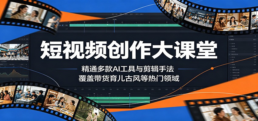 短视频创作大课堂：精通多款AI工具与剪辑手法，覆盖带货、育儿、古风等热门领域-沧海聊项目