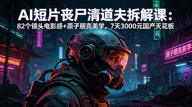 AI短片《丧尸清道夫》拆解课：82个镜头电影感+原子朋克美学，7天3000元国产天花板-沧海聊项目