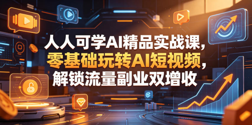 人人可学AI精品实战课，零基础玩转AI短视频，解锁流量副业双增收-沧海聊项目