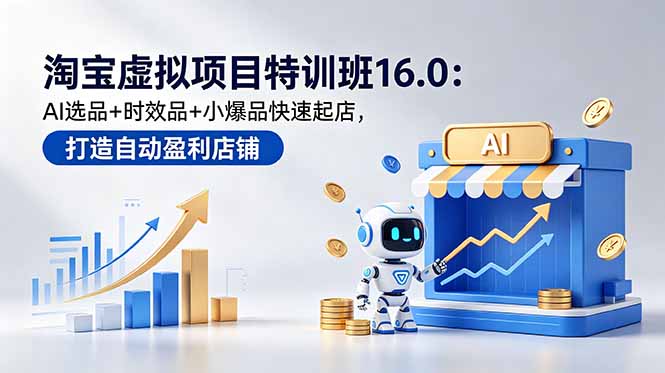 淘宝虚拟项目特训班16.0：AI选品+时效品+小爆品快速起店，打造自动盈利店铺-沧海聊项目