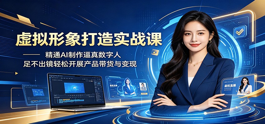 虚拟形象打造实战课：精通AI制作逼真数字人，足不出镜轻松开展产品带货与变现-沧海聊项目