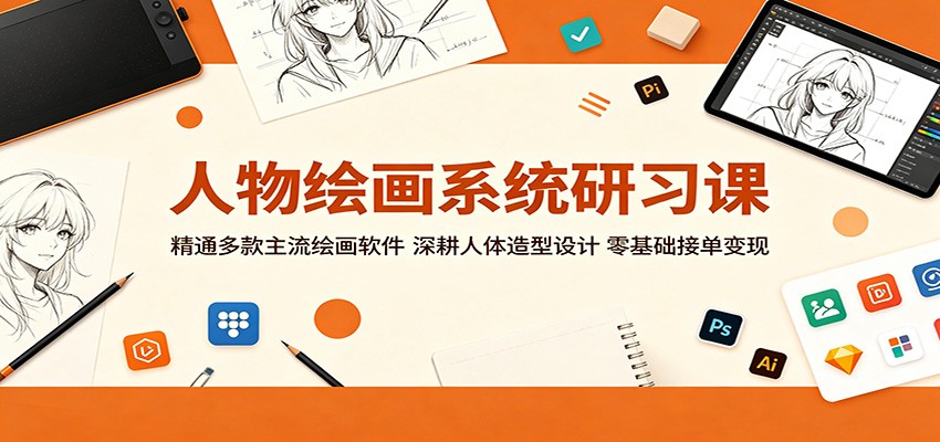 人物绘画系统研习课：精通多款主流绘画软件，深耕人体造型设计，零基础接单变现-沧海聊项目