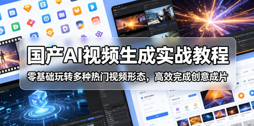 国产AI视频生成实战教程，零基础玩转多种热门视频形态，高效完成创意成片-沧海聊项目