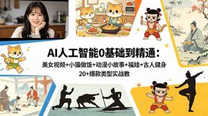 AI人工智能0基础到精通：美女视频+小猫做饭+动漫小故事+福娃+古人健身，20+爆款类型实战教学-沧海聊项目