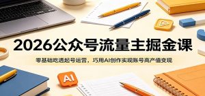 2026公众号流量主掘金课：零基础吃透起号运营，巧用AI创作实现账号高产值变现-沧海聊项目