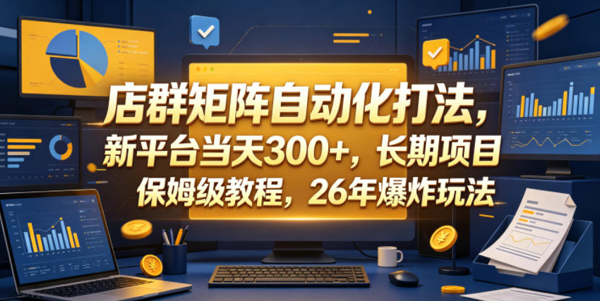 店群矩阵自动化打法，新平台当天300+，长期项目，保姆级教程，26年爆炸玩法【揭秘】-沧海聊项目