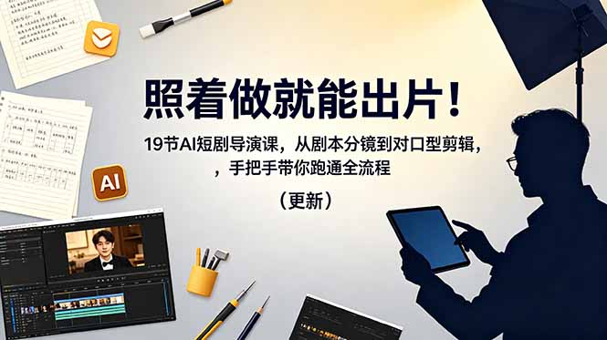 照着做就能出片！19节AI短剧导演课，从剧本分镜到对口型剪辑，手把手带你跑通全流程(更新-沧海聊项目