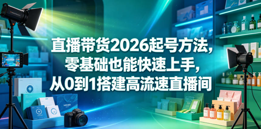 直播带货2026起号方法，零基础也能快速上手，从0到1搭建高流速直播间-沧海聊项目