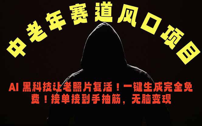 中老年风口项目，AI 黑科技让老照片复活！一键生成完全免费！接单接到手抽筋，无脑变现-沧海聊项目
