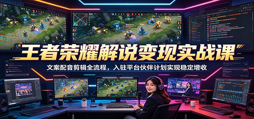王者荣耀解说变现实战课：文案配音剪辑全流程，入驻平台伙伴计划实现稳定增收-沧海聊项目