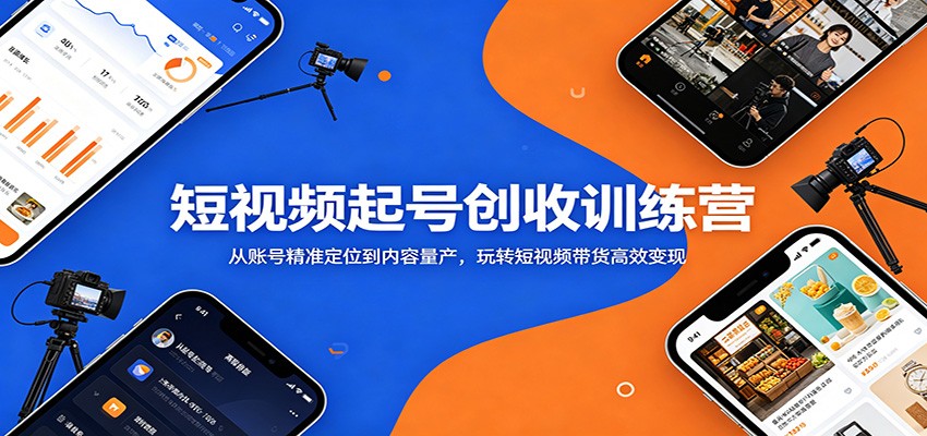 短视频起号创收训练营：从账号精准定位到内容量产，玩转短视频带货高效变现-沧海聊项目