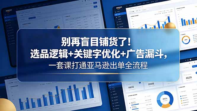 别再盲目铺货了！选品逻辑+关键字优化+广告漏斗，一套课打通亚马逊出单全流程-沧海聊项目
