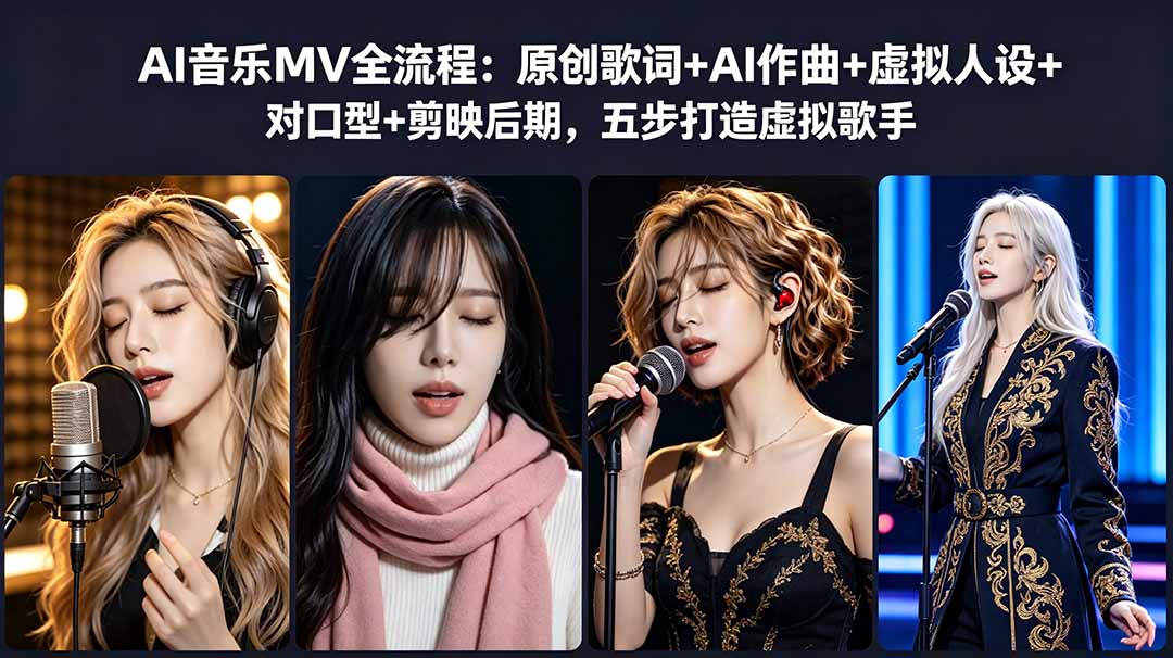 AI音乐MV全流程：原创歌词+AI作曲+虚拟人设+对口型+剪映后期，五步打造虚拟歌手-沧海聊项目