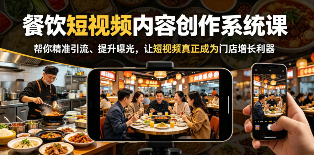 餐饮短视频内容创作系统课，帮你精准引流、提升曝光，让短视频真正成为门店增长利器-沧海聊项目