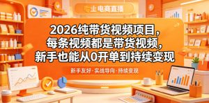 2026纯带货视频项目，每条视频都是带货视频，新手也能从0开单到持续变现-沧海聊项目