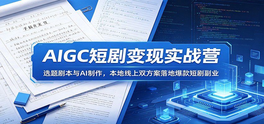 AIGC短剧变现实战营：选题剧本与AI制作，本地线上双方案落地爆款短剧副业-沧海聊项目