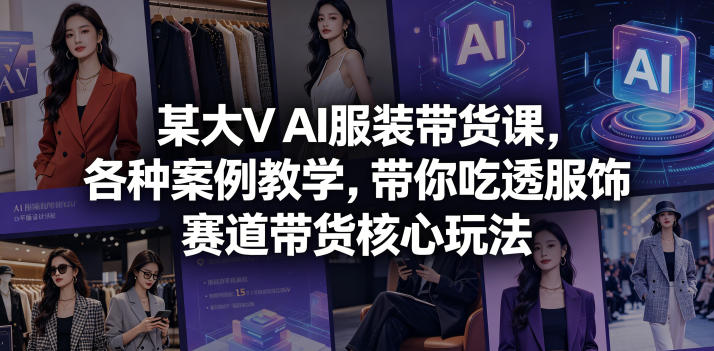 某大V AI服装带货课，各种案例教学，带你吃透服饰赛道带货核心玩法-沧海聊项目