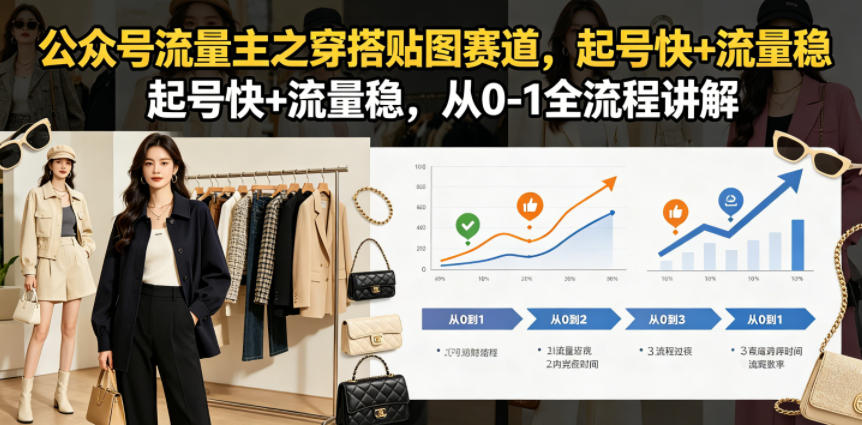 公众号流量主之穿搭贴图赛道，起号快+流量稳，从0-1全流程讲解-沧海聊项目