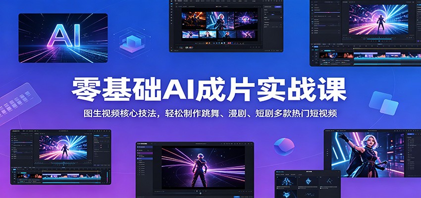 零基础AI成片实战课：图生视频核心技法，轻松制作跳舞、漫剧、短剧多款热门短视频-沧海聊项目