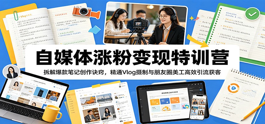 自媒体涨粉变现特训营：拆解爆款笔记创作诀窍，精通Vlog摄制与朋友圈美工高效引流获客-沧海聊项目