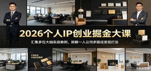 2026个人IP创业掘金大课：汇集多位大咖实战案例，拆解一人公司多路径变现打法-沧海聊项目