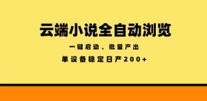 云端小说全自动浏览阅读，一键启动、批量产出，单设备稳定产出200+【揭秘】-沧海聊项目