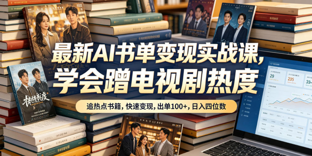 最新AI书单变现实战课，学会蹭电视剧热度，追热点书籍，快速变现，出单100+，日入四位数-沧海聊项目