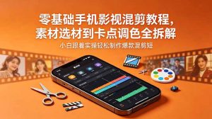 零基础手机影视混剪教程，素材选材到卡点调色全拆解，小白跟着实操轻松制作爆款混剪短片-沧海聊项目