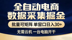 全自动电商数据采集掘金，批量可矩阵单窗口日入30+，无需云机一台电脑开干【揭秘】-沧海聊项目