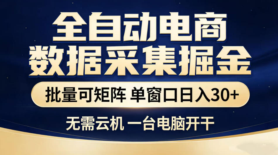全自动电商数据采集掘金，批量可矩阵单窗口日入30+，无需云机一台电脑开干【揭秘】-沧海聊项目