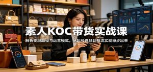 素人KOC带货实战课：解析变现路径与运营模式，从起号选品到投流实现稳步出单-沧海聊项目