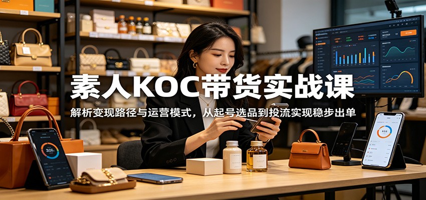 素人KOC带货实战课：解析变现路径与运营模式，从起号选品到投流实现稳步出单-沧海聊项目