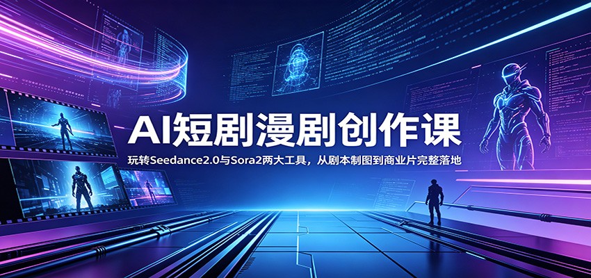 AI短剧漫剧创作课：玩转Seedance2.0与 Sora2两大工具，从剧本制图到商业片完整落地-沧海聊项目