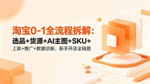 淘宝0-1全流程拆解：选品+货源+AI主图+SKU+上架+推广+数据诊断，新手开店全链路-沧海聊项目
