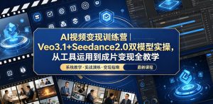 AI视频变现训练营｜Veo3.1+Seedance2.0双模型实操，从工具运用到成片变现全教学-沧海聊项目