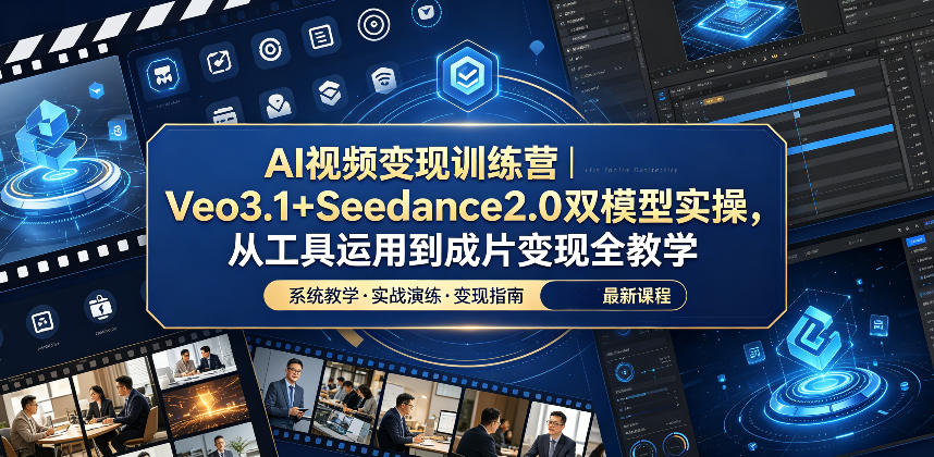 AI视频变现训练营｜Veo3.1+Seedance2.0双模型实操，从工具运用到成片变现全教学-沧海聊项目