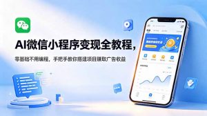AI微信小程序变现全教程，零基础不用编程，手把手教你搭建项目赚取广告收益-沧海聊项目