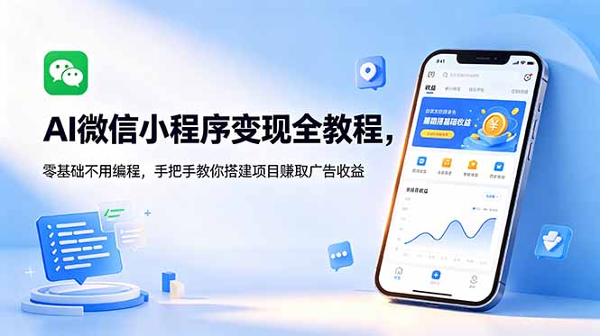 AI微信小程序变现全教程，零基础不用编程，手把手教你搭建项目赚取广告收益-沧海聊项目