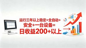 三年以上稳定+全自动+安全+一台设备=日收益200+-沧海聊项目