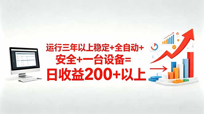 三年以上稳定+全自动+安全+一台设备=日收益200+-沧海聊项目