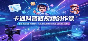 卡通科普短视频创作课：掌握动画风格制作技巧，轻松打造趣味知识类账号实现涨粉变现-沧海聊项目
