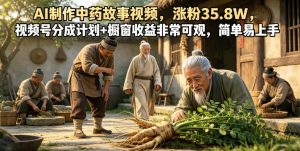 AI制作中药故事视频，涨粉35.8W，视频号分成计划+橱窗收益非常可观，简单易上手-沧海聊项目