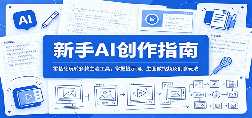 新手AI创作指南：零基础玩转多款主流工具，掌握提示词、生图做视频及创意玩法-沧海聊项目