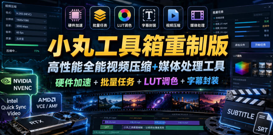 小丸工具箱重制版–高性能全能视频压缩+媒体处理工具｜硬件加速+批量任务+LUT调色+字幕封装-沧海聊项目