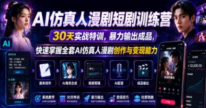 AI仿真人漫剧短剧训练营，30天实战特训，暴力输出成品，快速掌握全套AI仿真人漫剧创作与变现能力-沧海聊项目