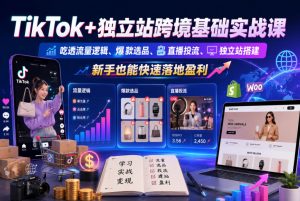 TikTok+独立站跨境基础实战课，吃透流量逻辑、爆款选品、直播投流与独立站搭建，新手也能快速落地盈利-沧海聊项目