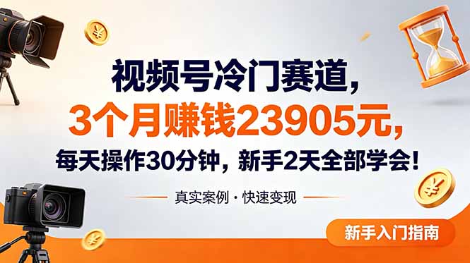 视频号冷门赛道，3个月变现23905元，新手2天学会 每天操作30分钟！-沧海聊项目