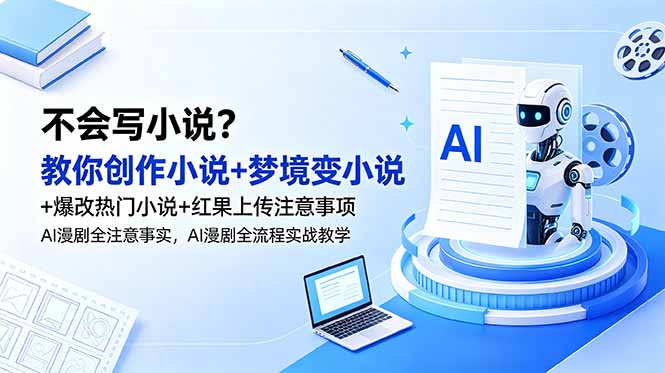 不会写小说？教你创作小说+梦境变小说+爆改热门小说+红果上传注意事项，AI漫剧全流程实战教学-沧海聊项目