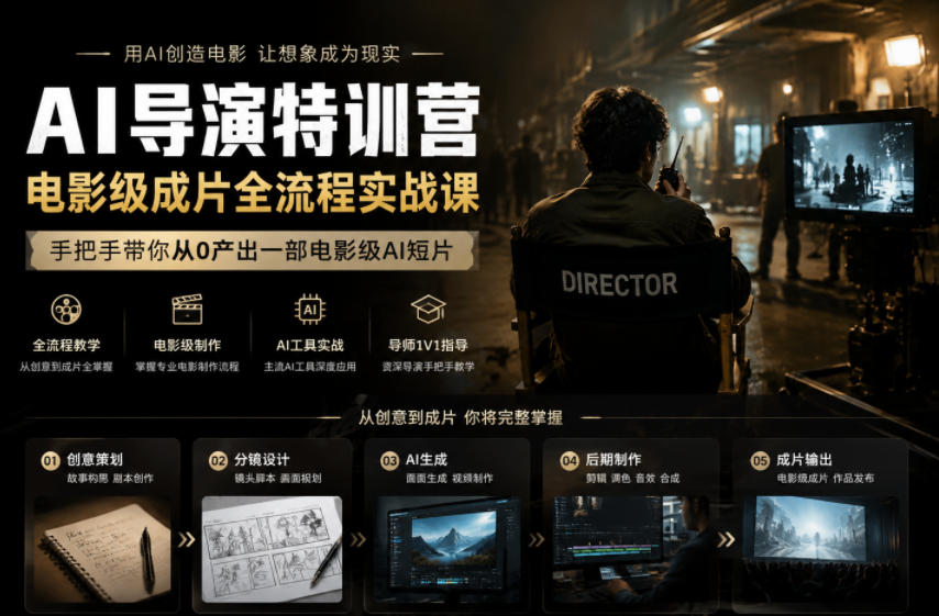 AI导演特训营，电影级成片全流程实战课，手把手带你从0产出一部电影级AI短片-沧海聊项目